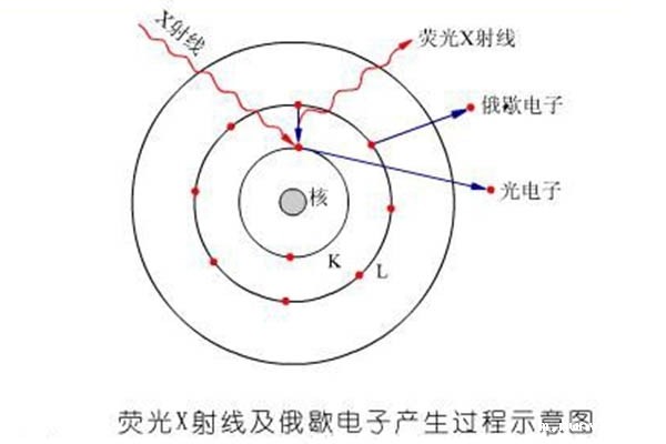 荧光X射线及俄歇电子产生过程示意图
